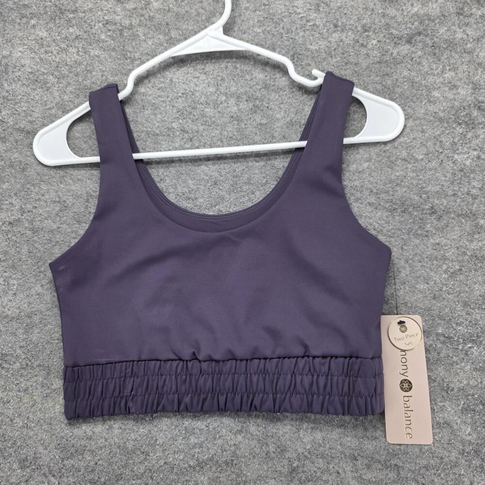 Harmony Balance Sports Bra Womens M Purple Bra Set Wide Strap Wireless Yoga